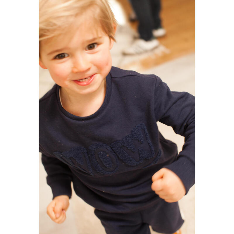 Sweatshirt de Ginástica Básica Criança Azul Marinho com Padrões