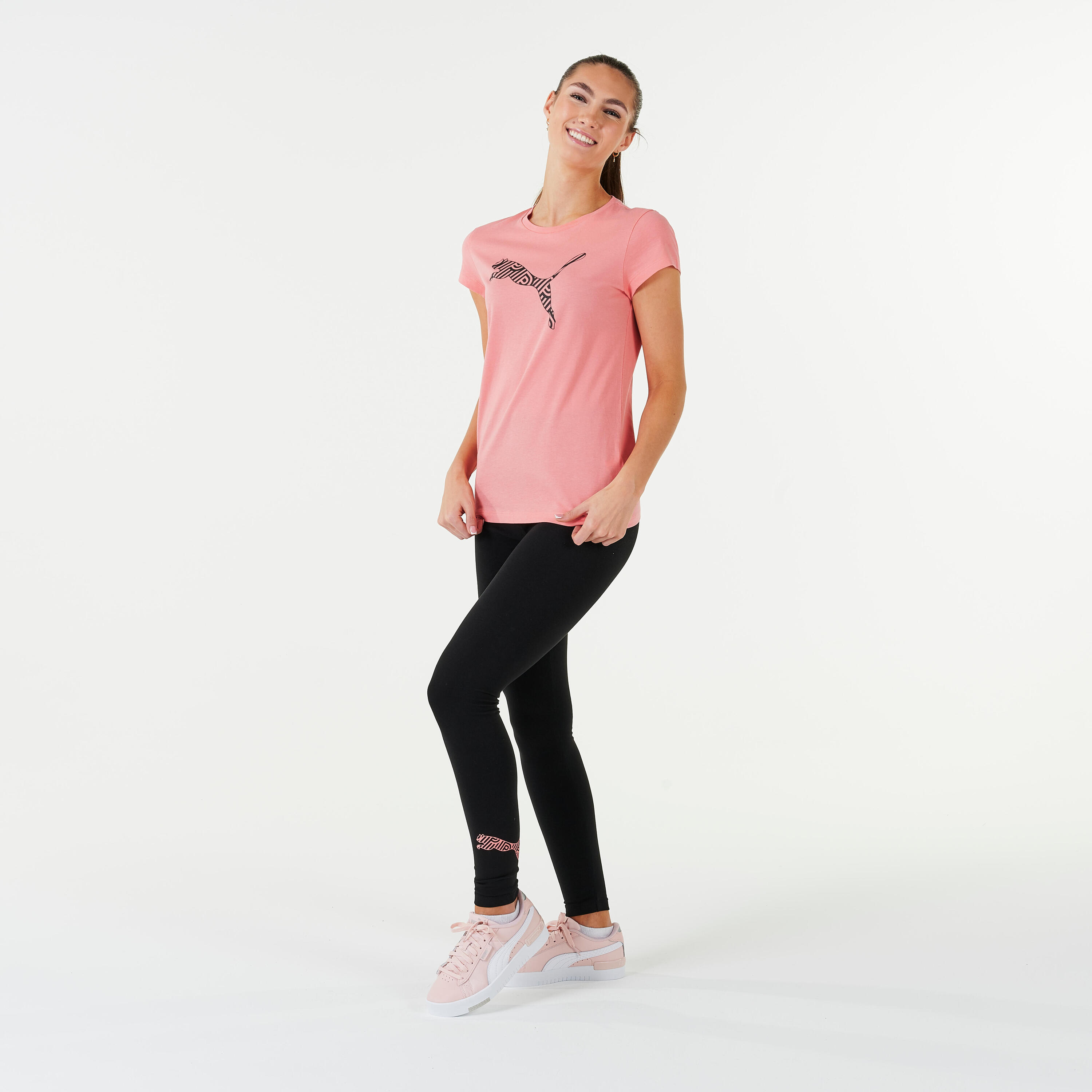 Legging puma fitness coton noir avec logo rose 6/6