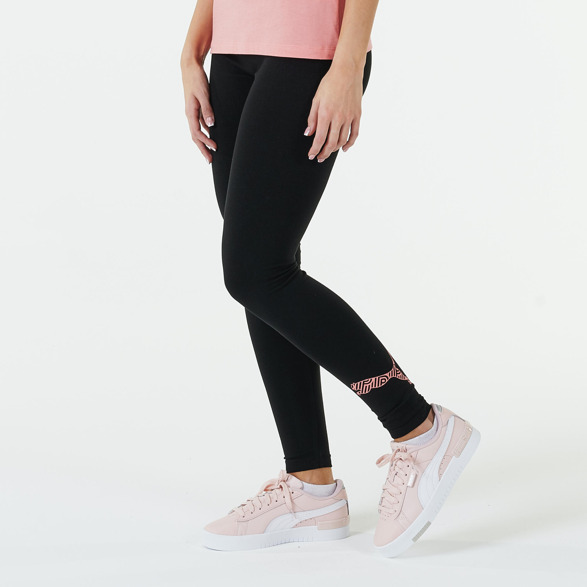 Legging puma fitness coton noir avec logo rose 1/6