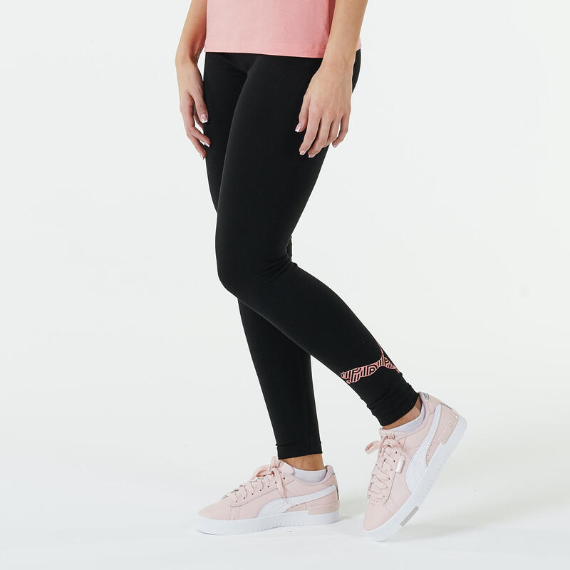 Legging puma fitness coton noir avec logo rose