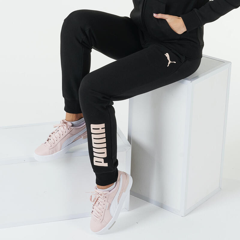 Jogging Puma Slim Negro Rosa