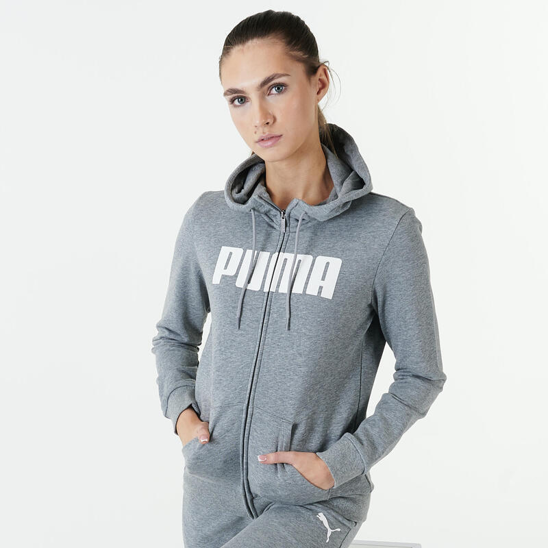 Sweat à capuche zippé PUMA - Gris/Blanc