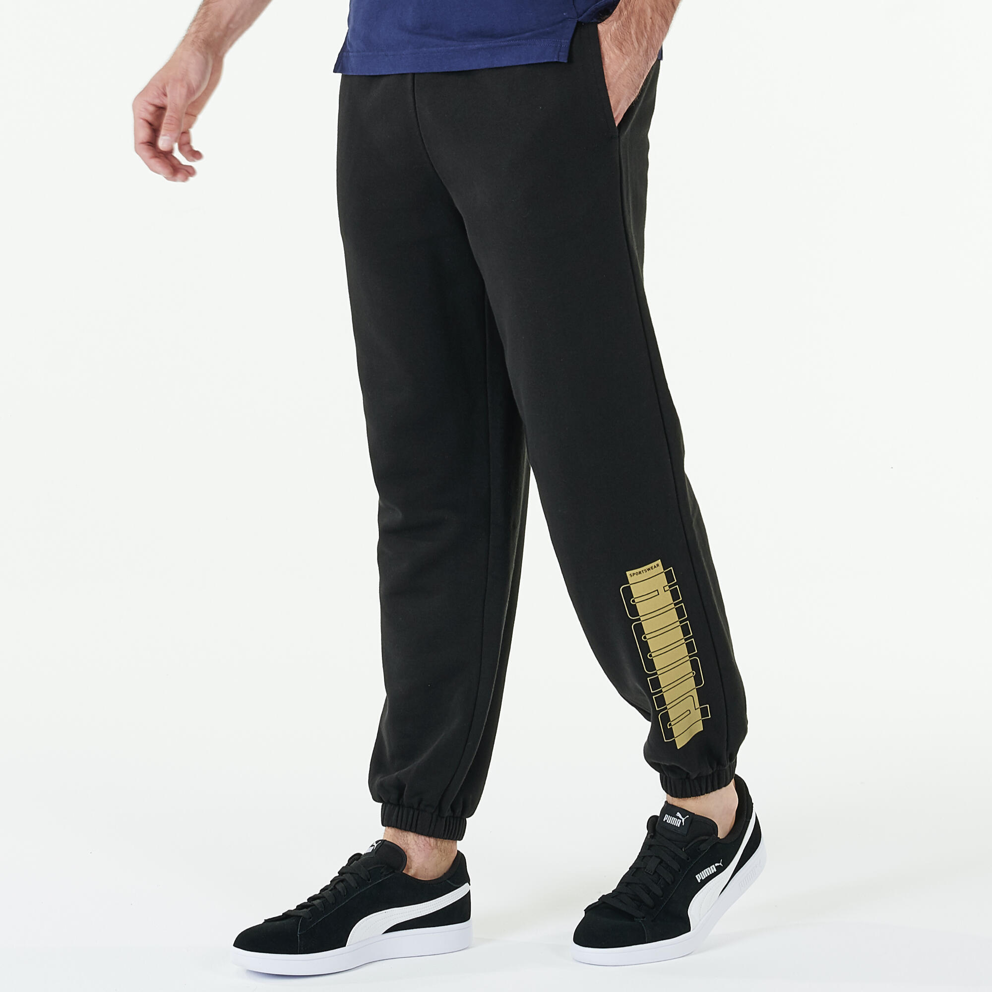 Pantalon de trening fitness Xmas Puma Negru-Auriu Damă Bărbați