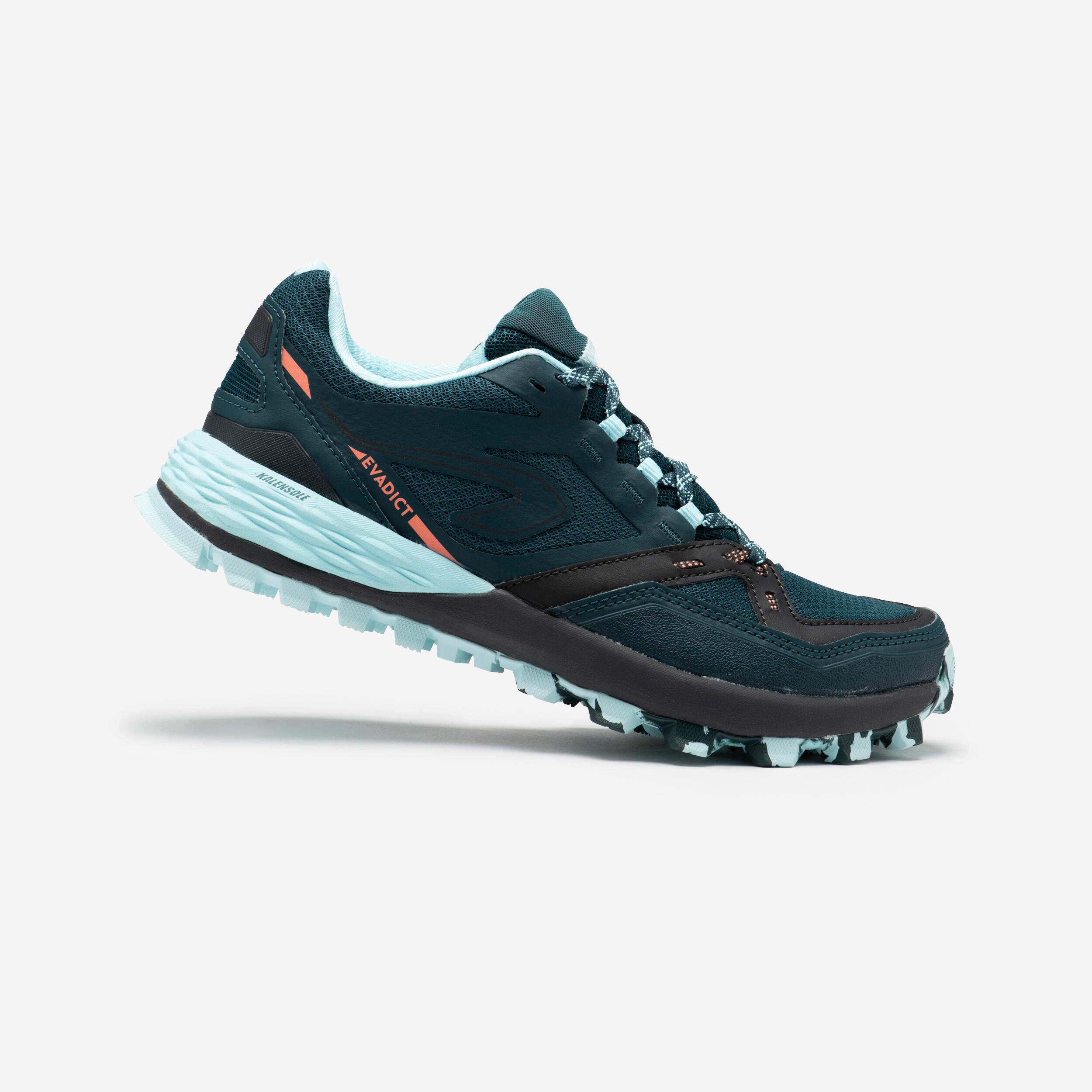 chaussures de trail running femme mt 2 bleu foncé et bleu ciel - evadict