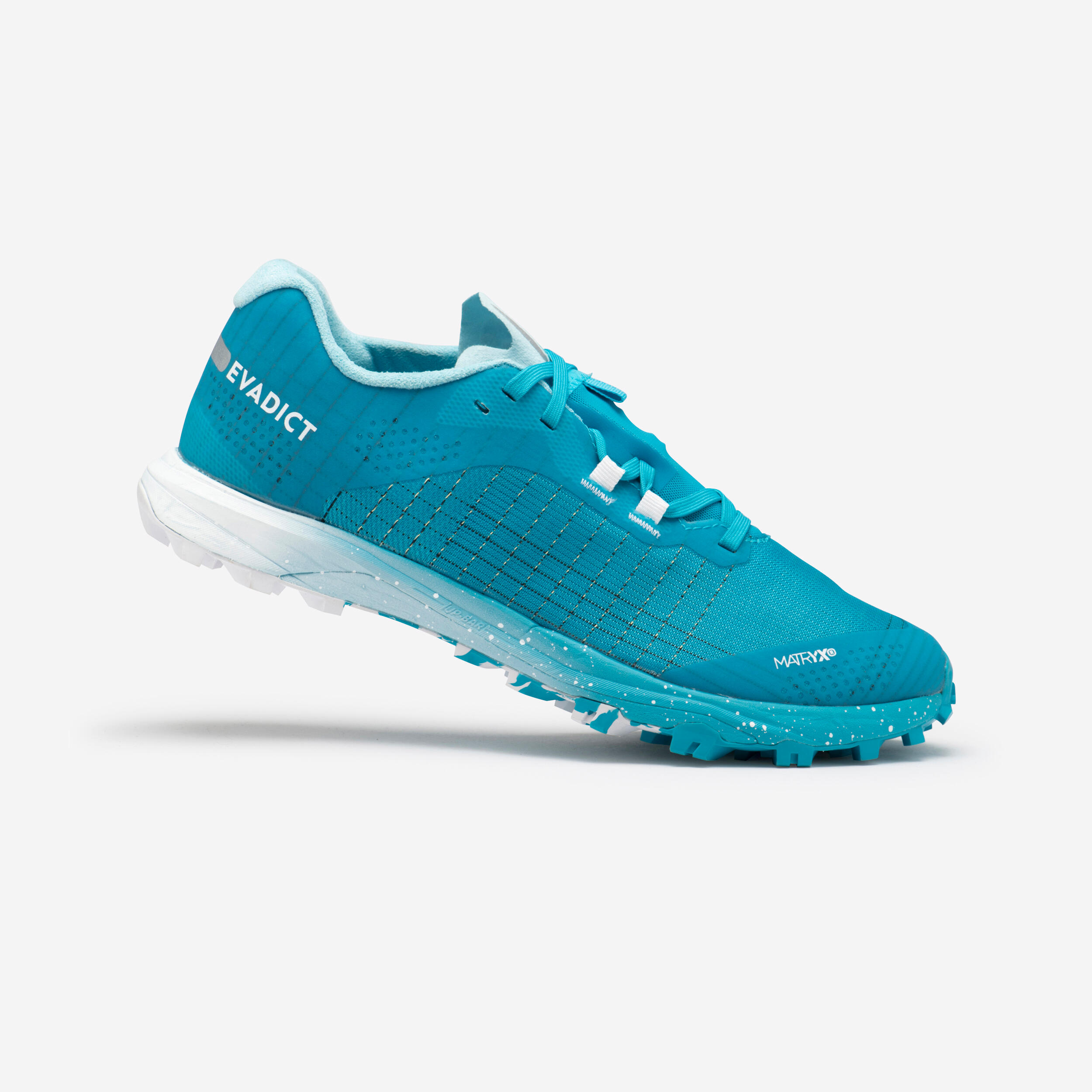 chaussures de trail running pour femme race light bleu ciel et blanc - evadict
