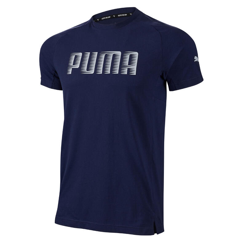 T-shirt uomo fitness Puma ACTIVE misto cotone blu