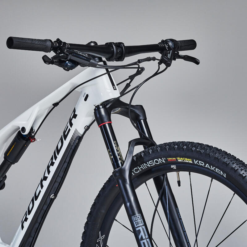 Bicicleta de montaña 29'' doble suspensión carbono Rockrider XC 900 S blanco