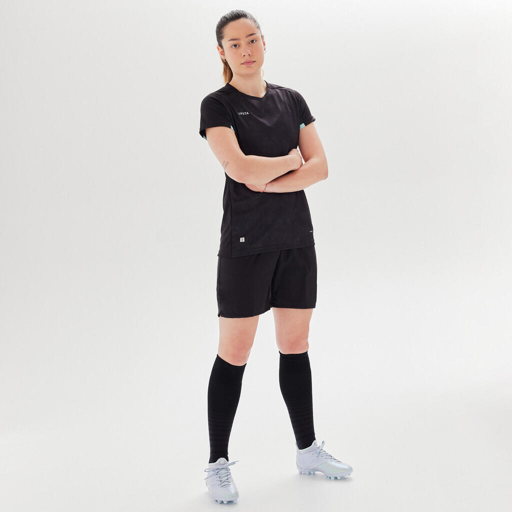 Fussballtrikot VRO+ Damen schwarz/grün