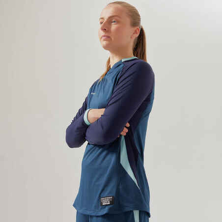 Women's Long-Sleeved Slim Cut Football Shirt - Blue