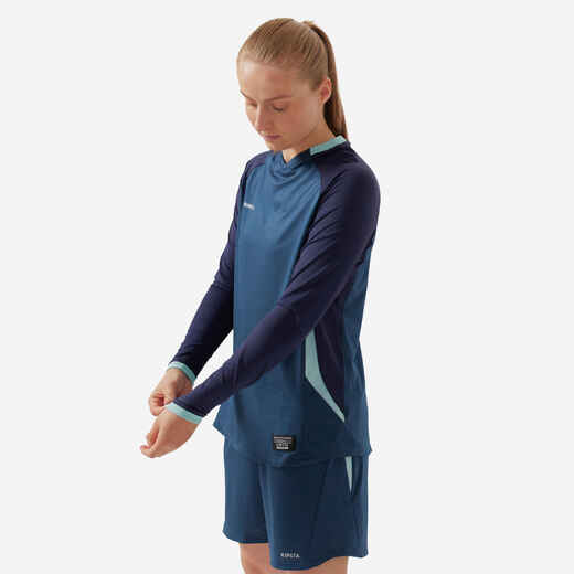 
      Moteriški prigludę futbolo marškinėliai ilgomis rankovėmis, mėlyni
  