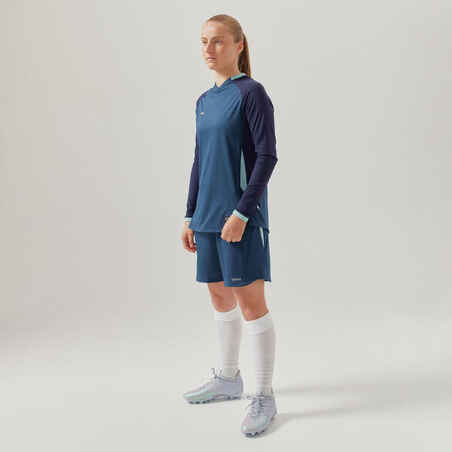 Women's Long-Sleeved Slim Cut Football Shirt - Blue