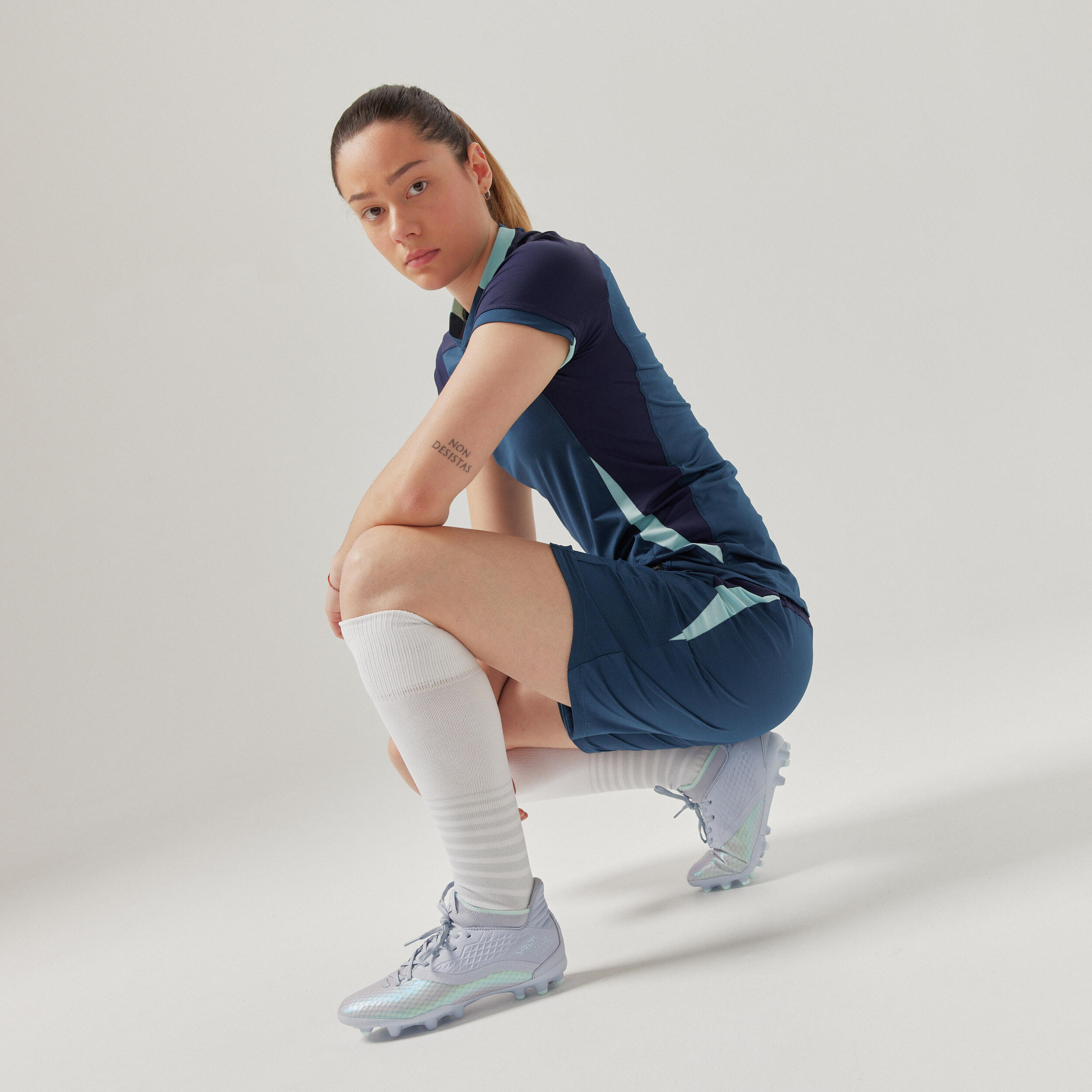 Women's Football Shorts - Blue 3/4