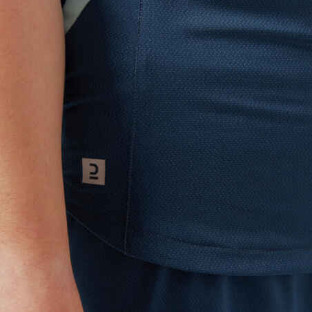 Moteriški prigludę futbolo marškinėliai trumpomis rankovėmis, mėlyni