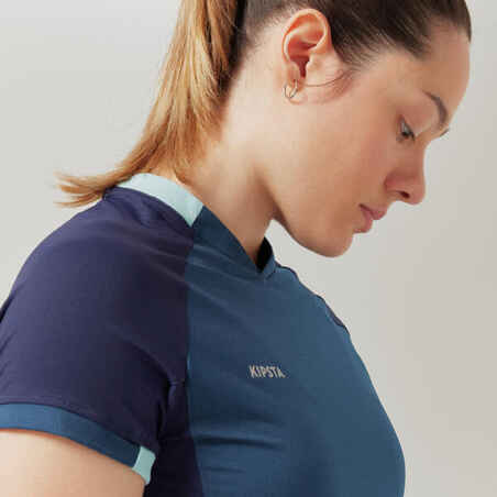 Women's Short-Sleeved Slim Cut Football Shirt - Blue