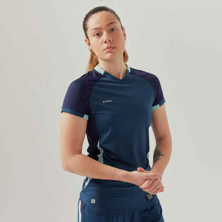 Women's Short-Sleeved Slim Cut Football Shirt - Blue