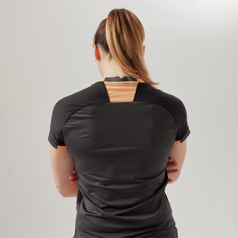 Maglia calcio donna taglio dritto nera