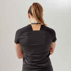 Women's Short-Sleeved Straight Cut Football Shirt - Black
