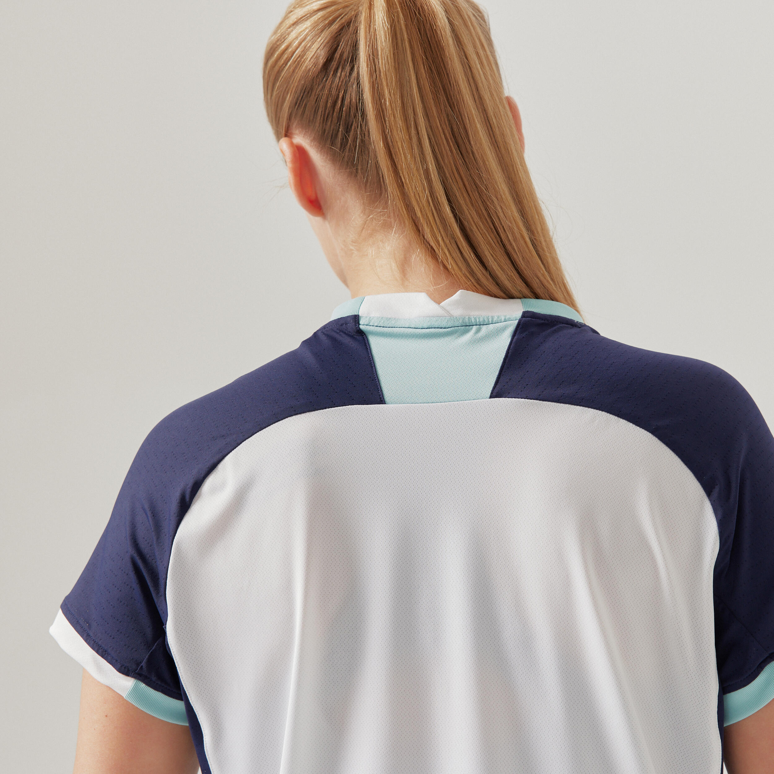 Maillot  de football femme blanc, manche courte, coupe droite 3/5