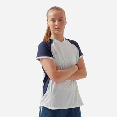 Majica kratkih rukava za nogomet ravnog kroja ženska bijela