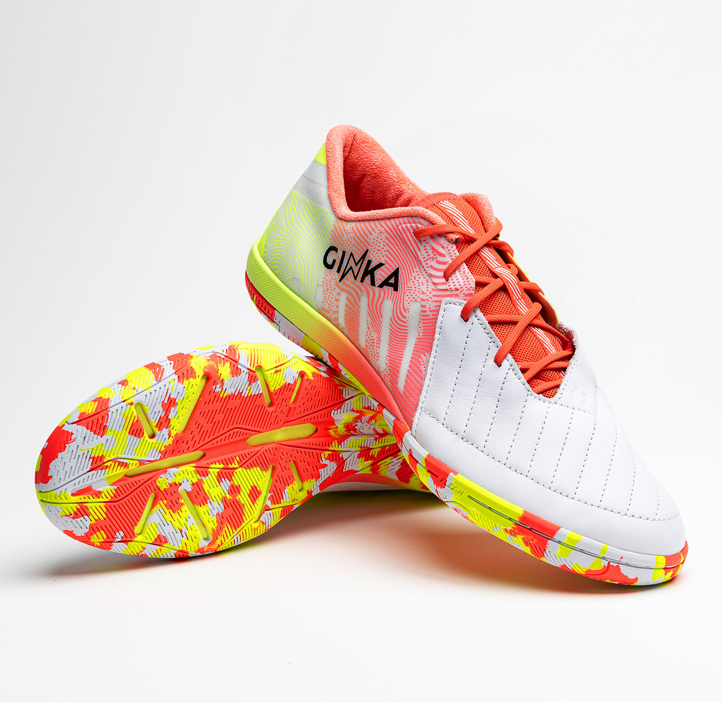 Adult Indoor (IN) Football Shoes Ginka 900 - White/Yellow