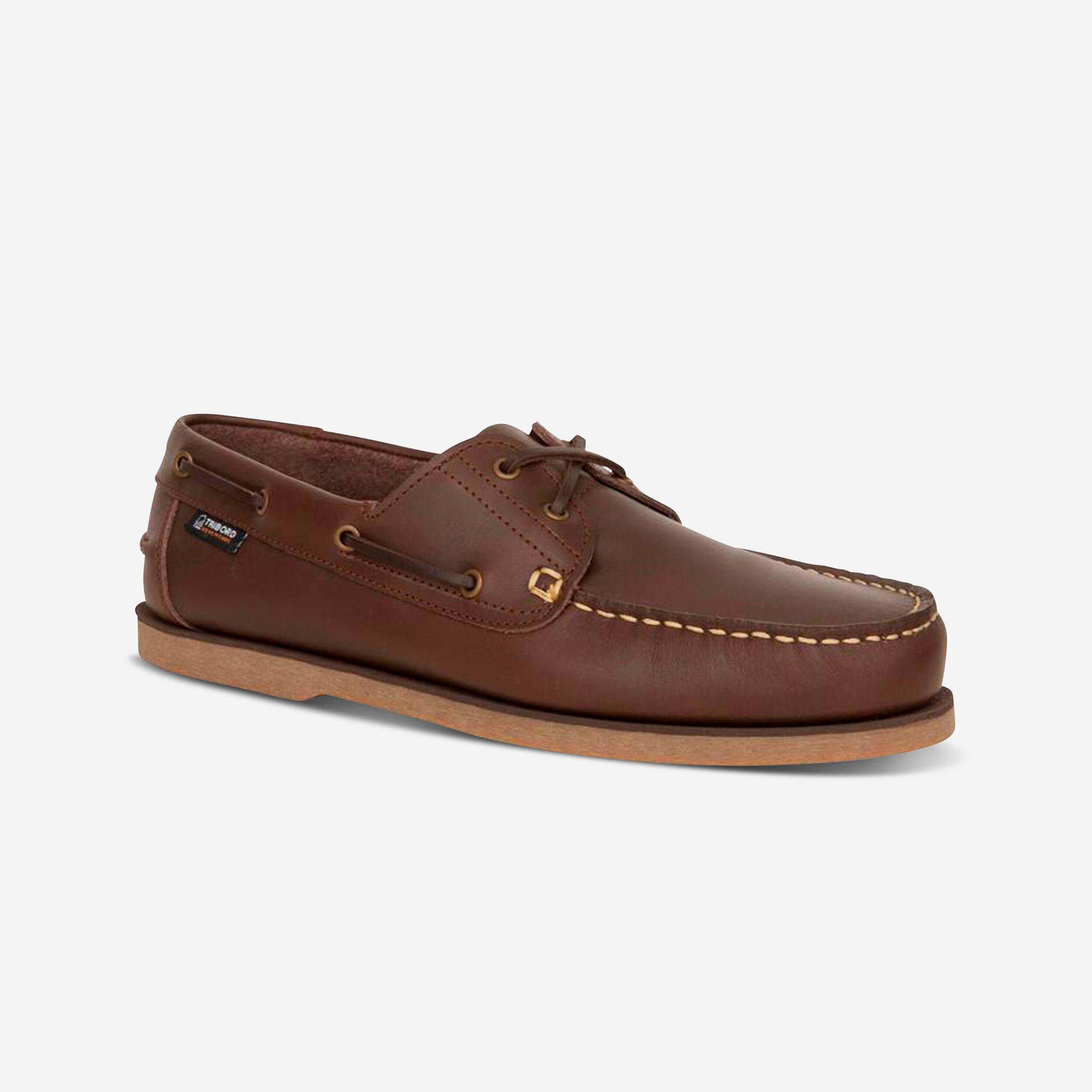 Tribord - Chaussures Bateau Cuir Sailing 500 Homme Marron - Chaussures De Sport - Voile Habitable Cerfvolant Wing - Marron - 41 - Decathlon