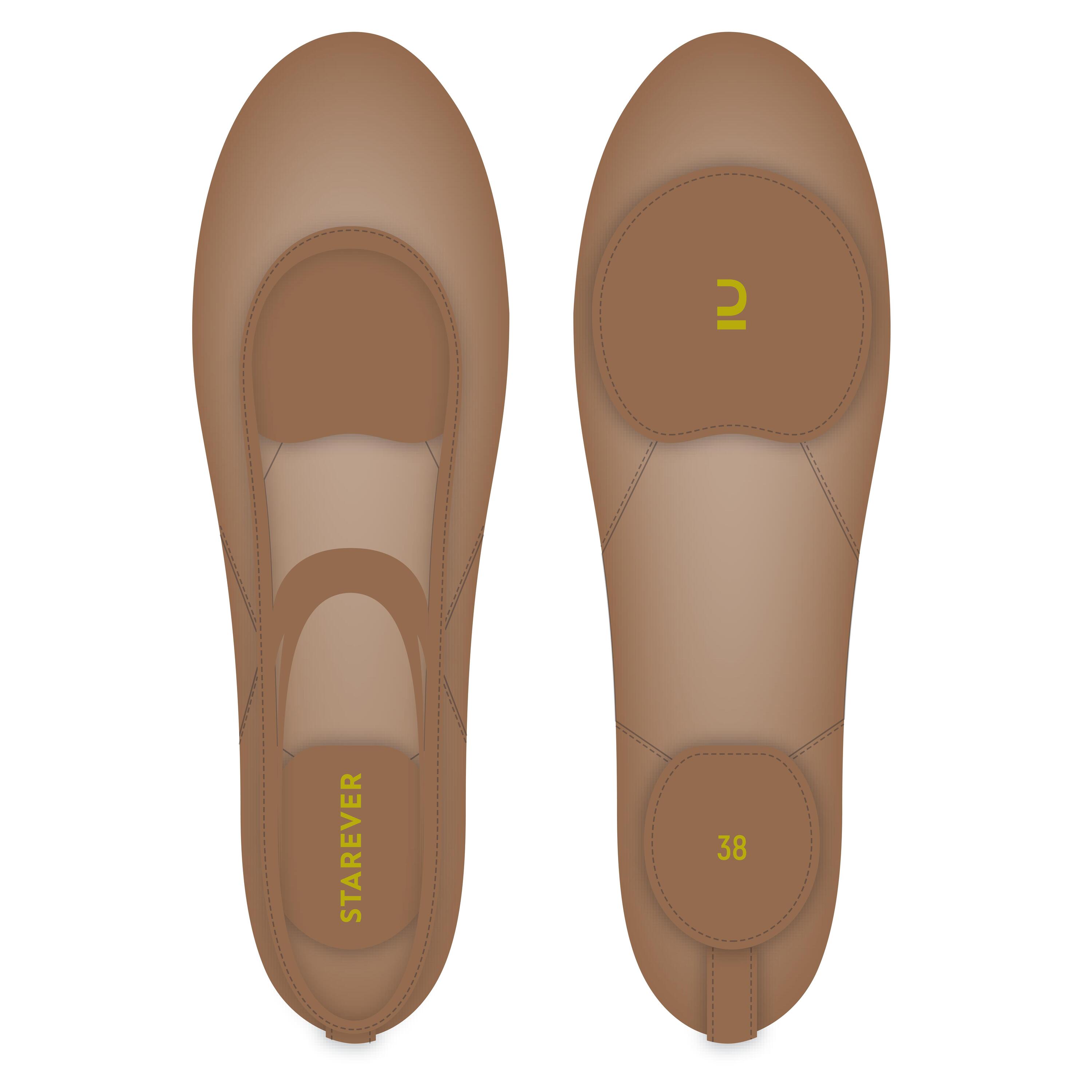 Ballettschuhe Damen geteilte Sohle Leinen - hellbraun  17/19