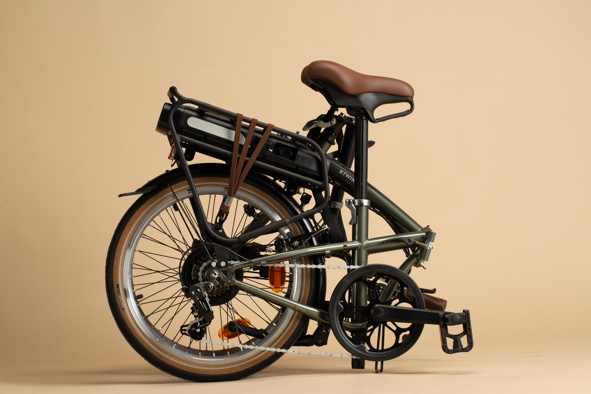 BICI PIEGHEVOLE BTWIN E FOLD 500 VERDE MILITARE