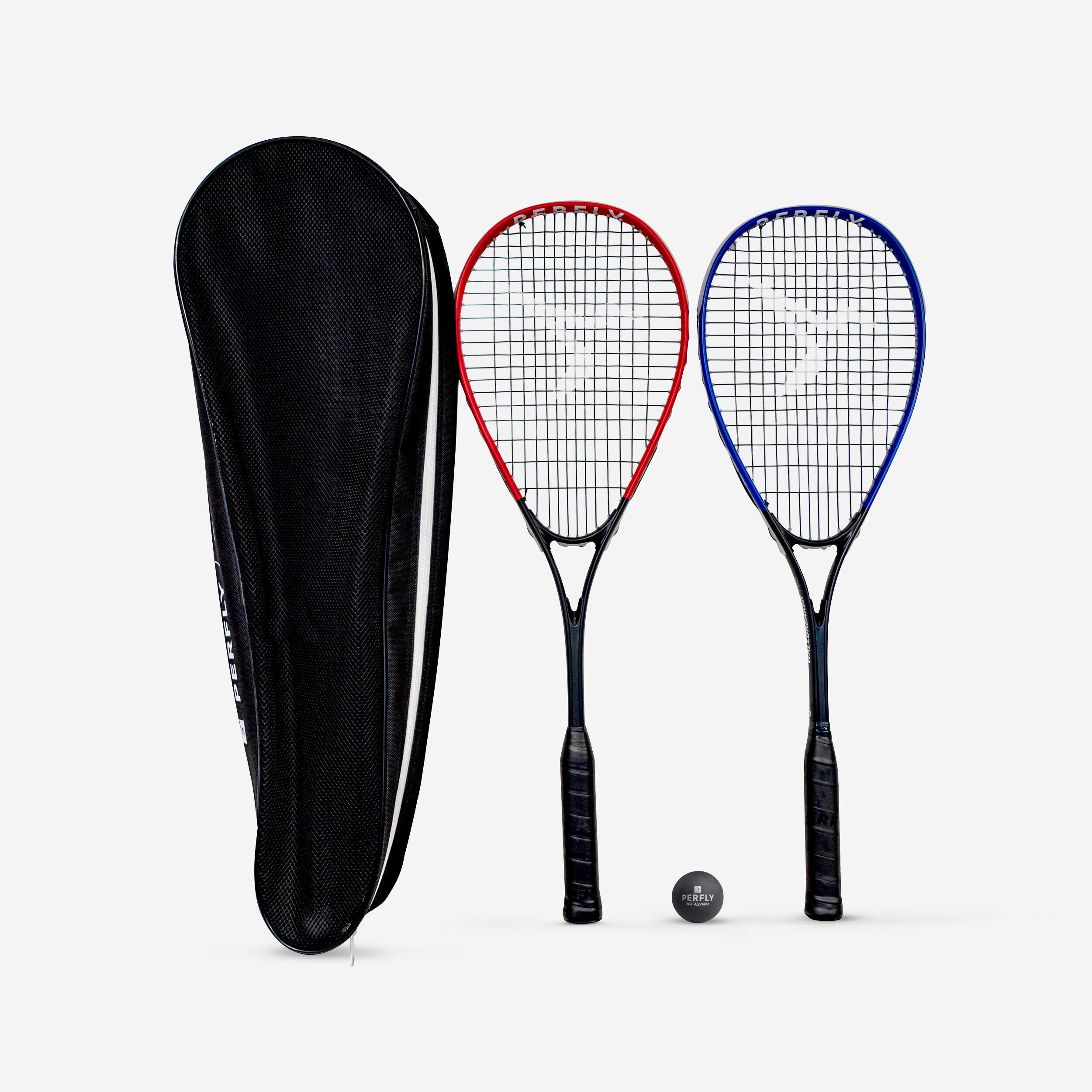 PERFLY Squash Racket Set Wallbreaker 165 Club (2 Rackets/1 Red Dot Ball)