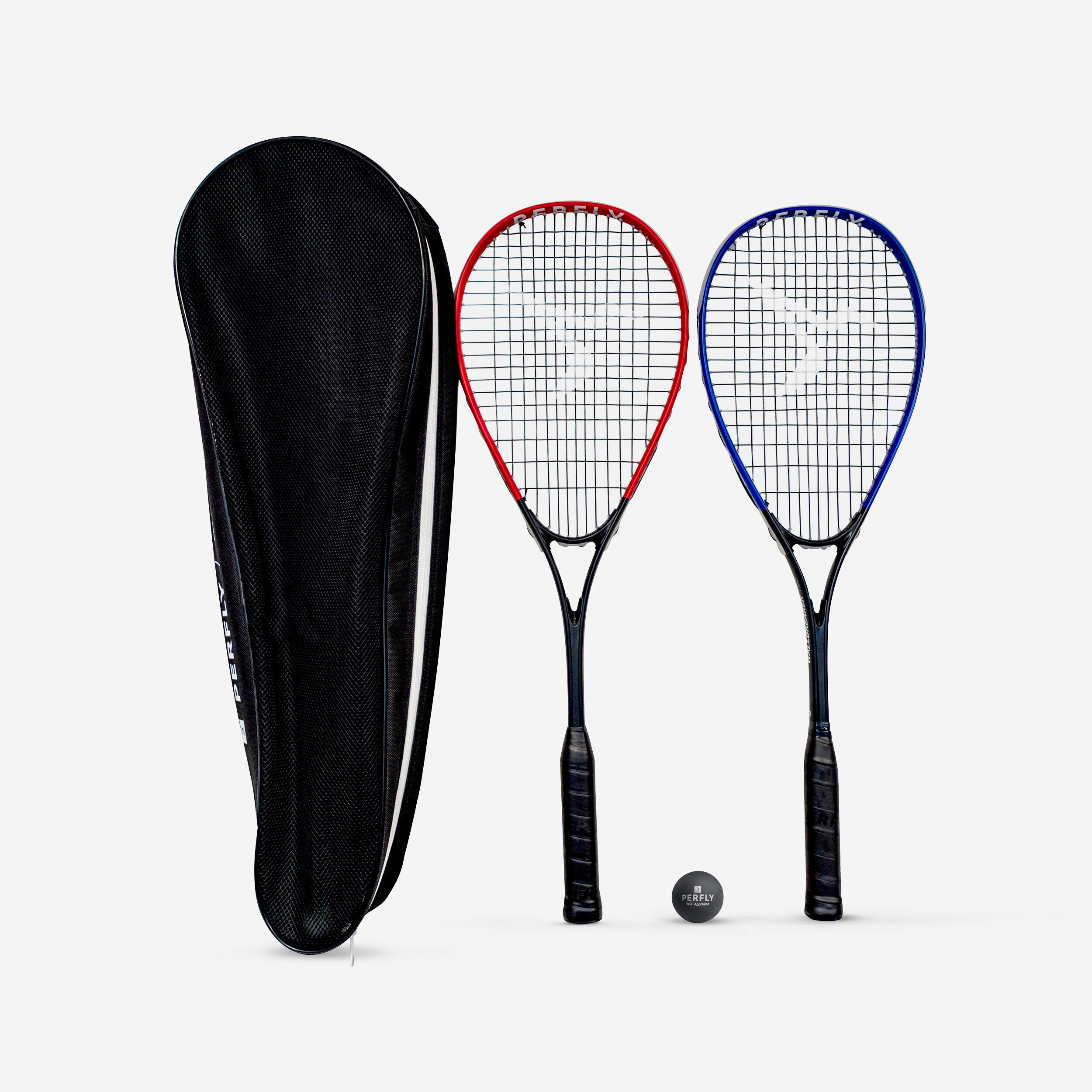 PERFLY Súprava na squash - 2 rakety Wallbreaker 165 Club, 1 loptička s červeným bodom