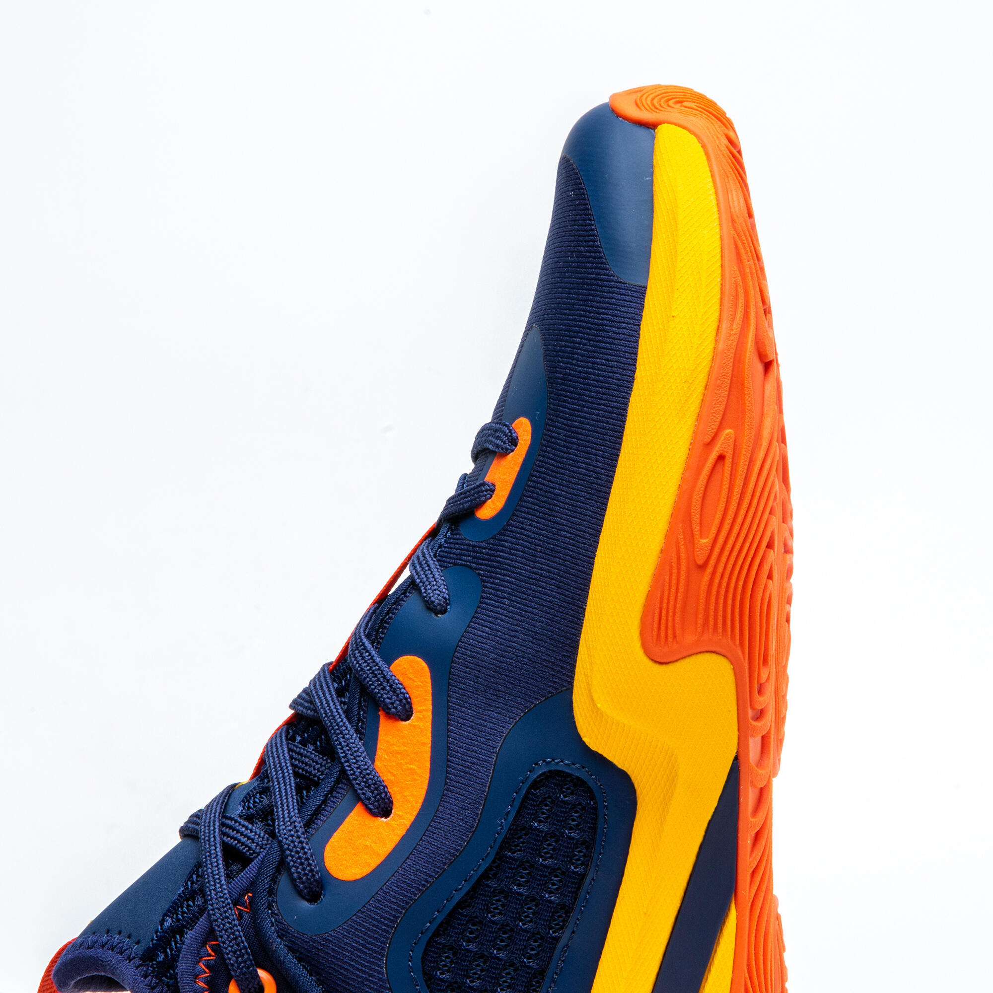 navy and orange basketball shoes