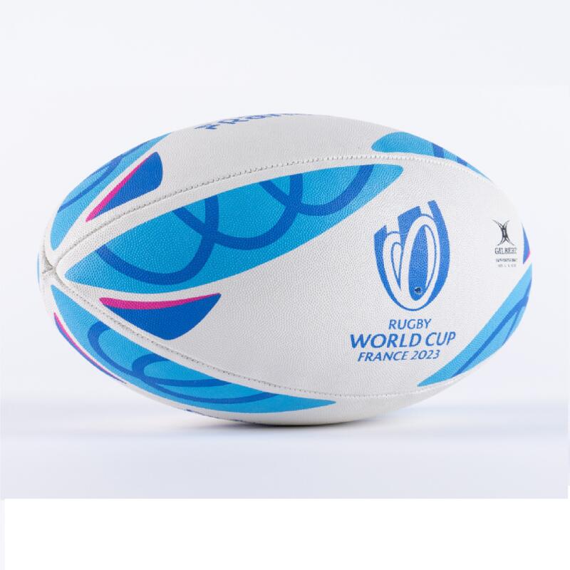 Pallone rugby Gilbert RWC 2023 SUPPORTER taglia 5 bianco-blu