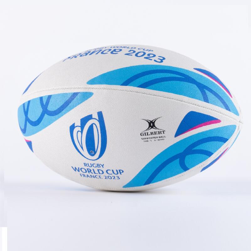 Ballon De Rugby Taille 5 - Gilbert Rwc2023 Supporter Blanc Bleu