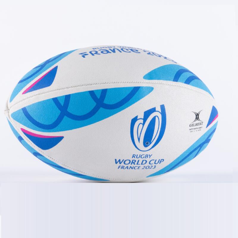 Ballon De Rugby Taille 5 - Gilbert Rwc2023 Supporter Blanc Bleu