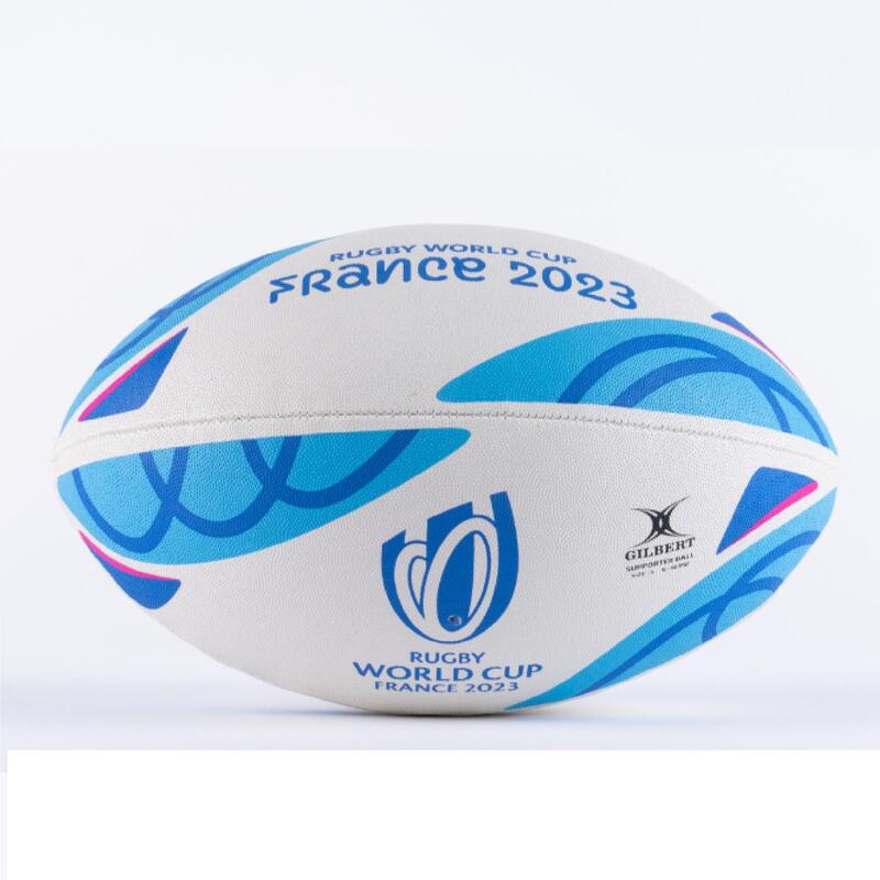 Ballon De Rugby Taille 5 - Gilbert Rwc2023 Supporter Blanc Bleu