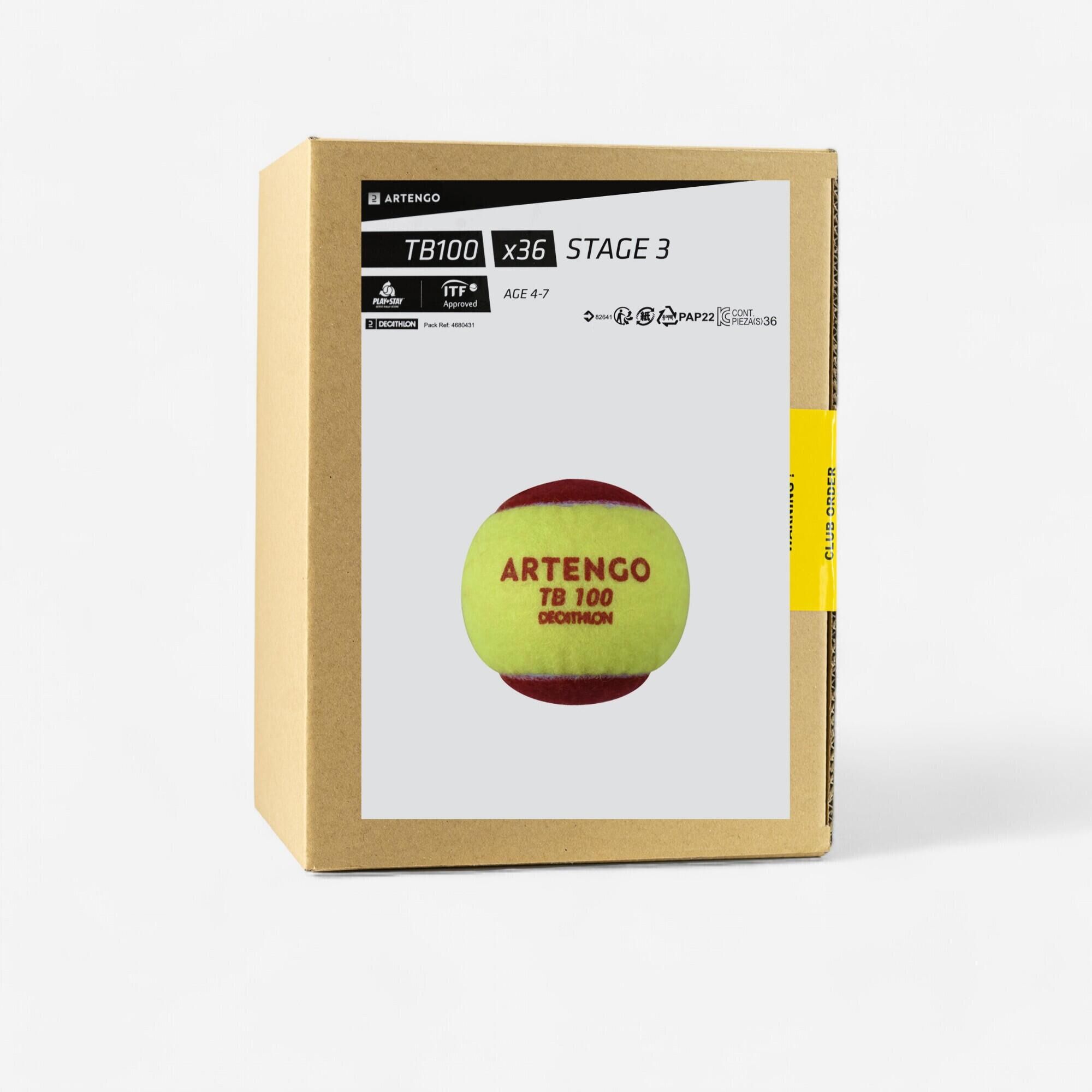 ARTENGO Tennis Ball TB100*36 - Red