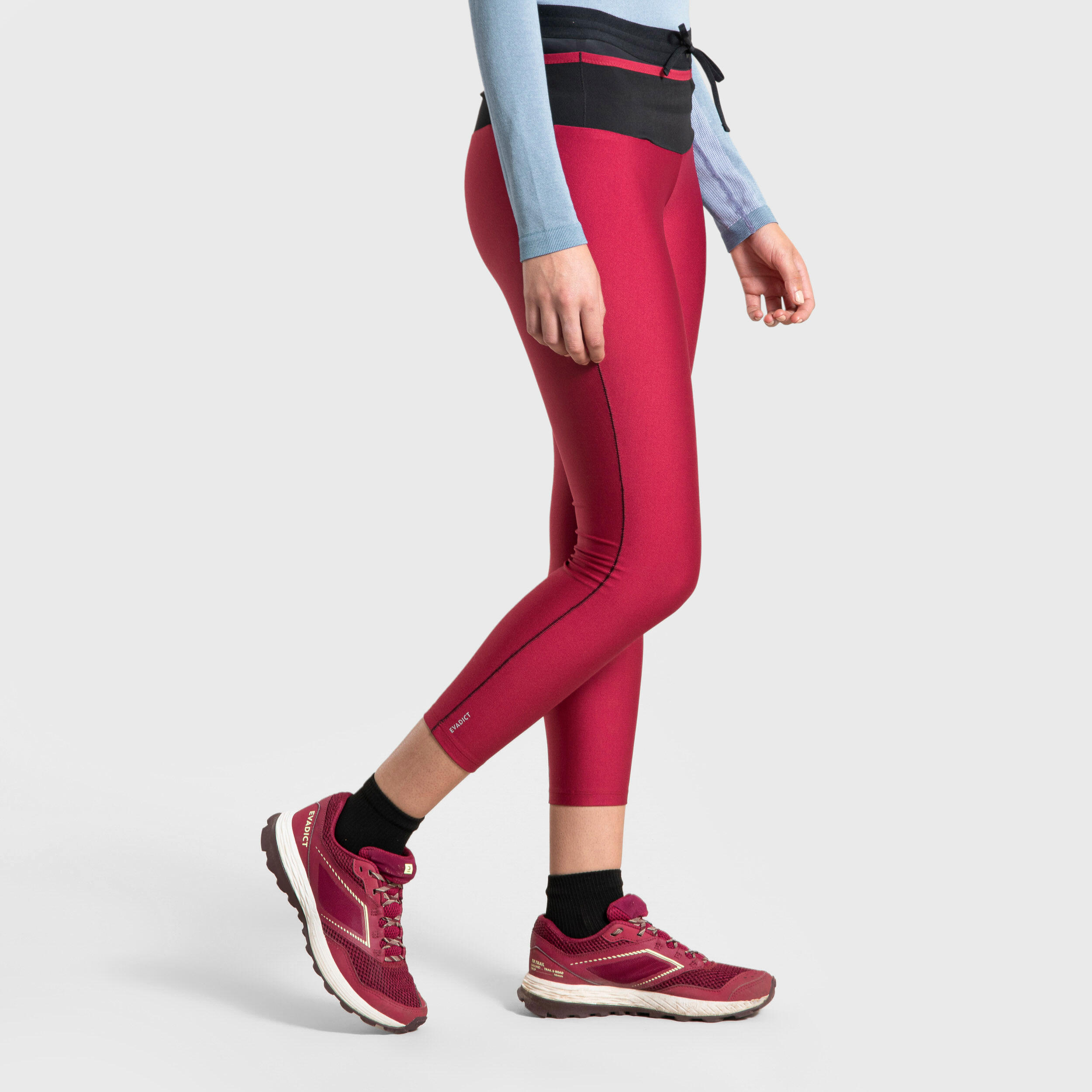 WOMEN'S TRAIL RUNNING 7/8-LENGTH LEGGINGS - RASPBERRY 4/6