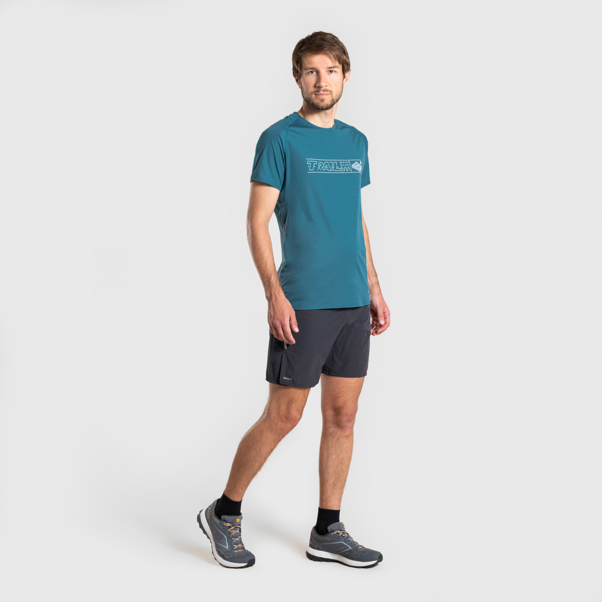 SHORT DE TRAIL RUNNING BAGGY HOMME GRIS FONCE