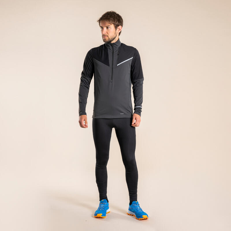 Maglia manica lunga trail uomo SOFTSHELL nero-grigio