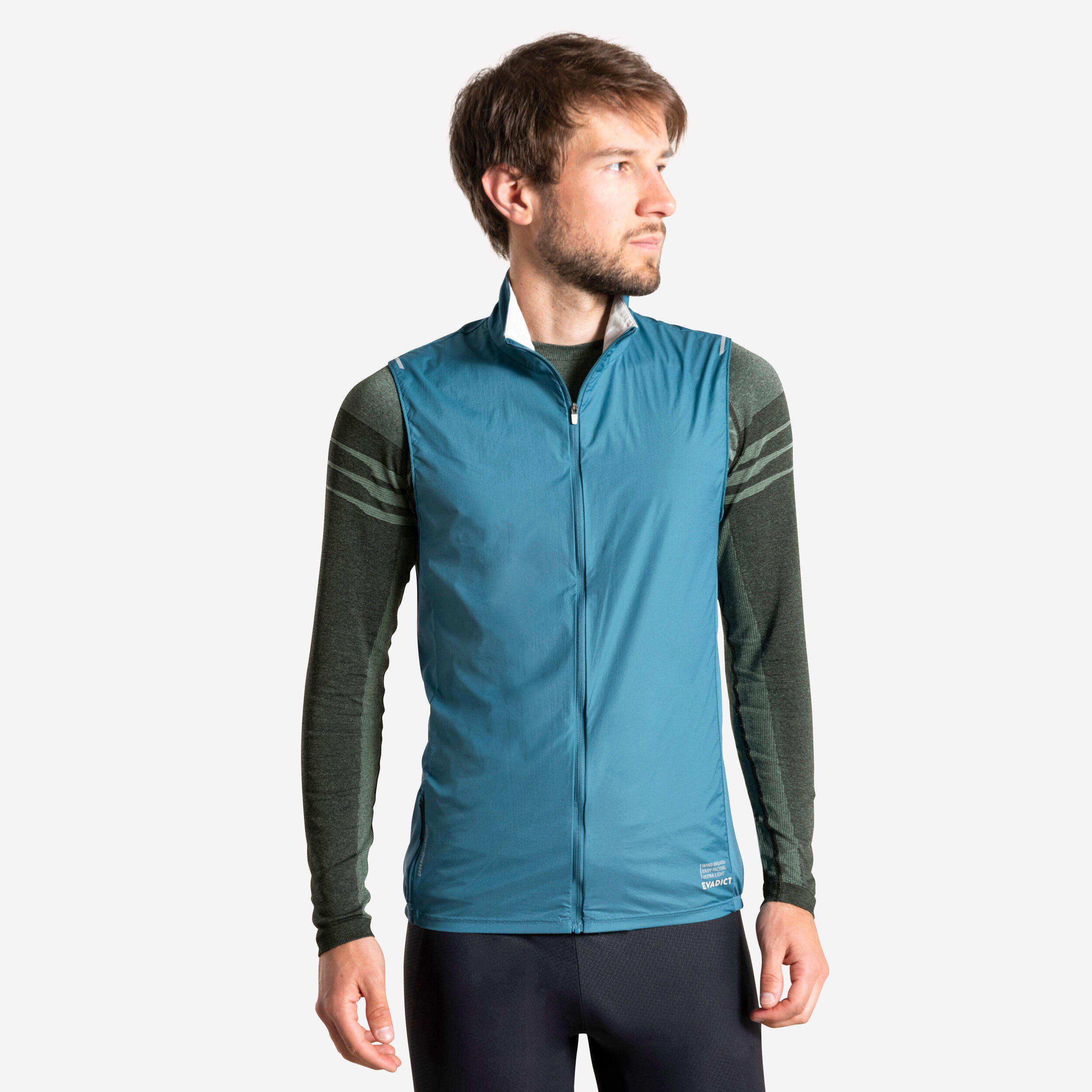VESTE COUPE VENT DE TRAIL RUNNING SANS MANCHES HOMME BLEU EVADICT Decathlon