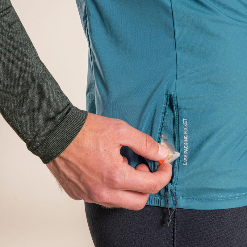 MEN'S TRAIL RUNNING SLEEVELESS WINDPROOF JACKET BLUE EVADICT Decathlon