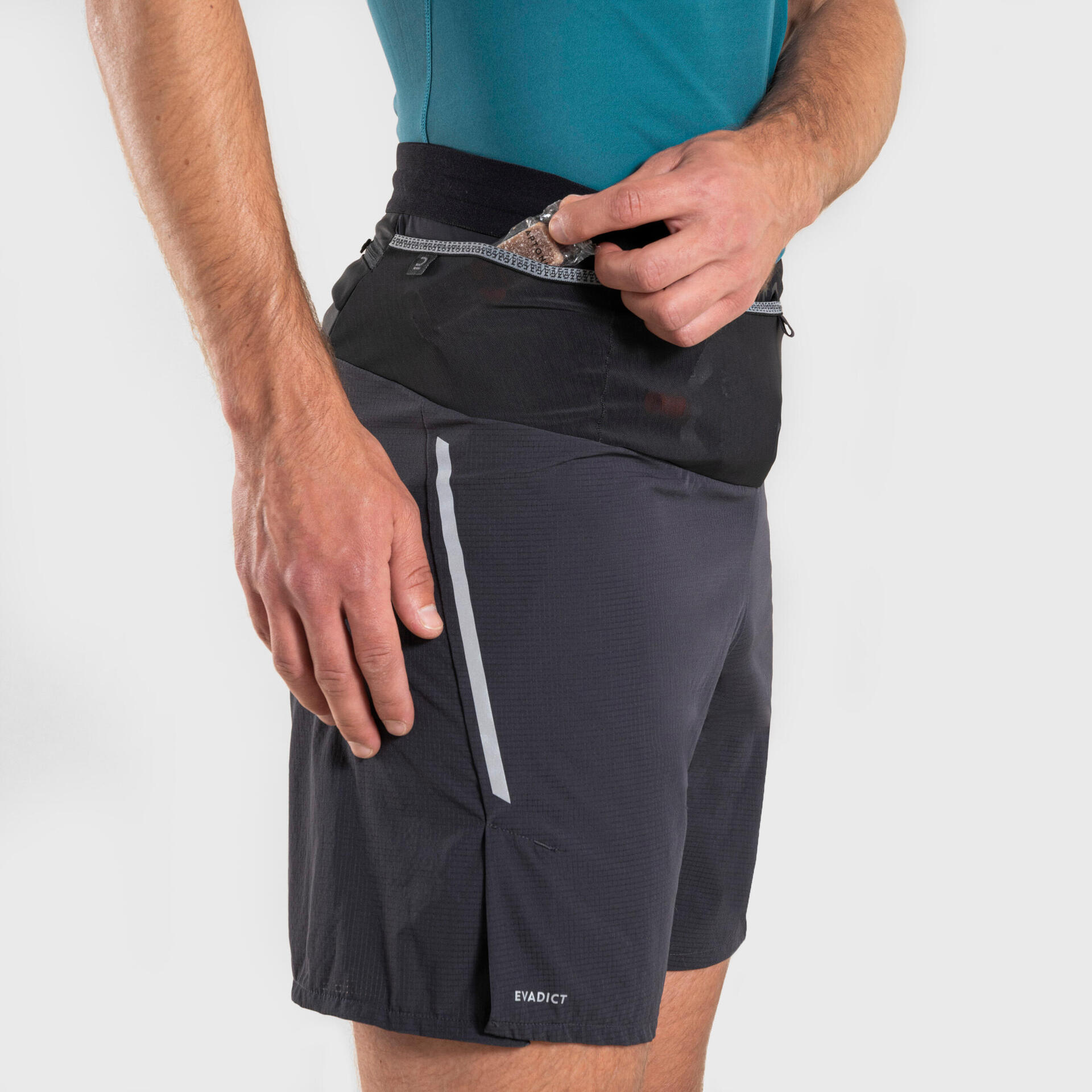 Men's Trail Running Shorts-KIPRUN Run 900 Ultra-Carbon Grey