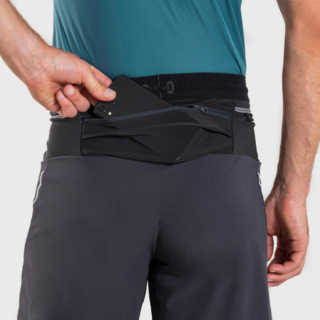 Short de trail running homme - kiprun run 900 ultra gris carbone