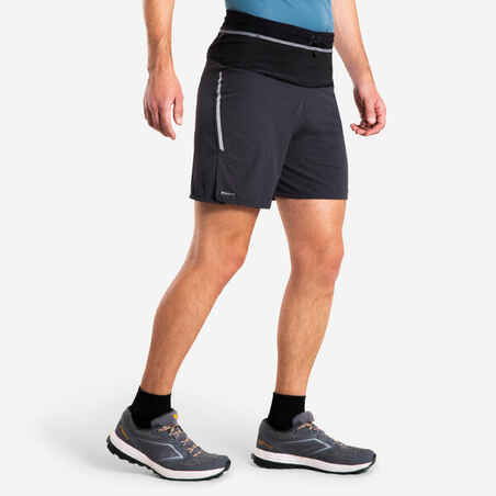 מכנסיים קצרים לריצת שטח ריצה לגברים-KIPRUN Run 900 Ultra - אפור פחם