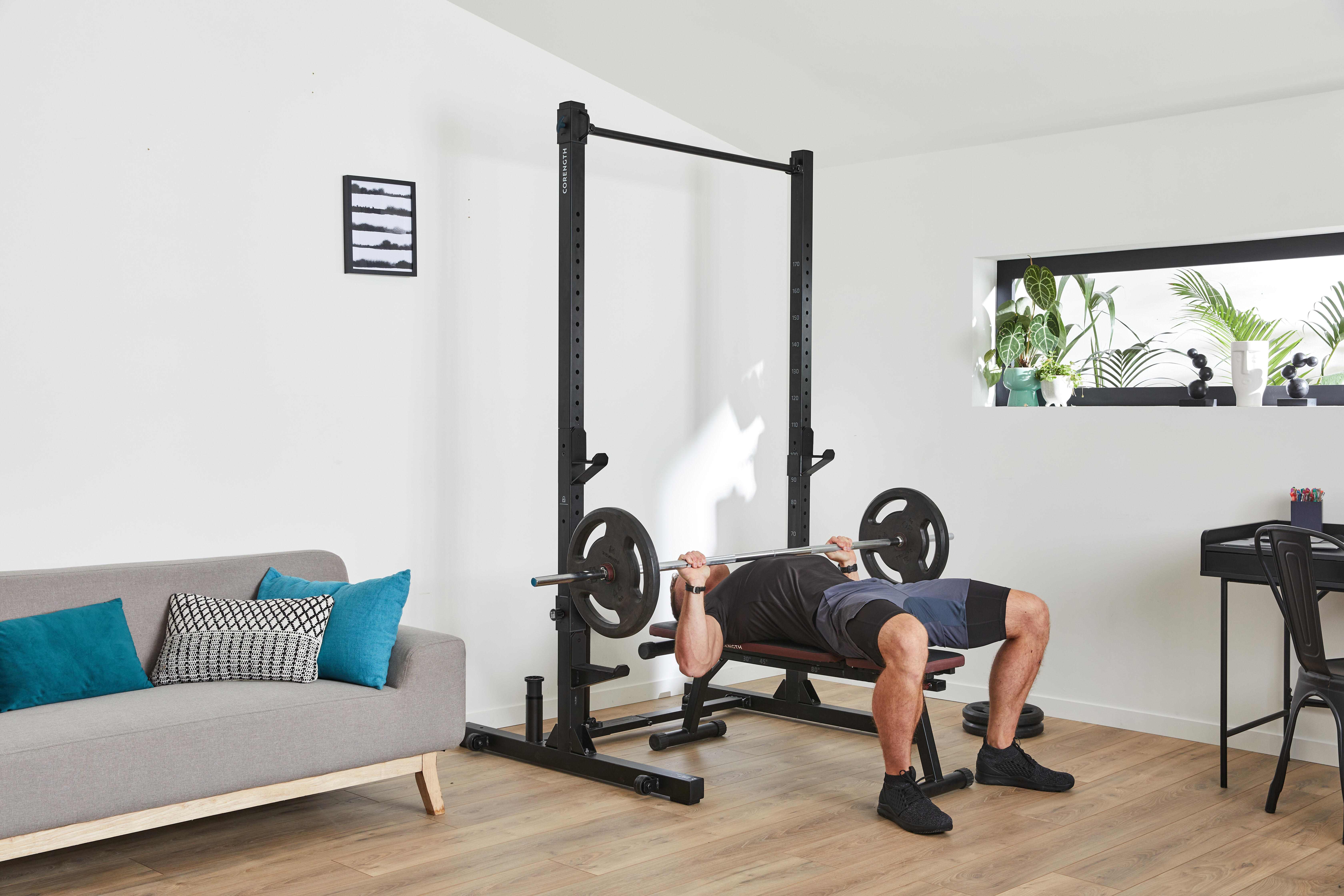 Fold Down Retractable Squat Bench Pull Up Weight Training Rack 500