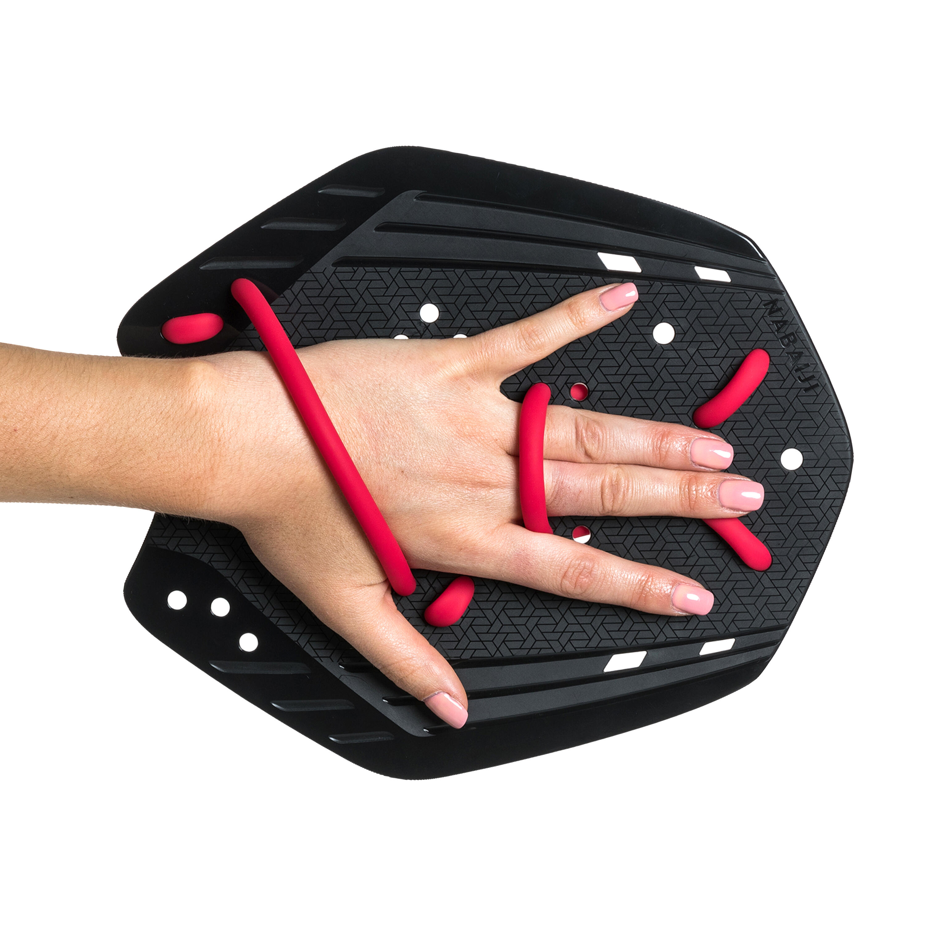 SWIMMING HAND PADDLES 900 XL BLACK RED 4/7