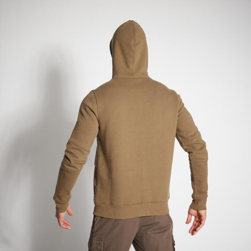 Erkek Kapüşonlu Sweatshirt - Avcılık ve Doğa Gözlemi - Bej - 500 Logo
