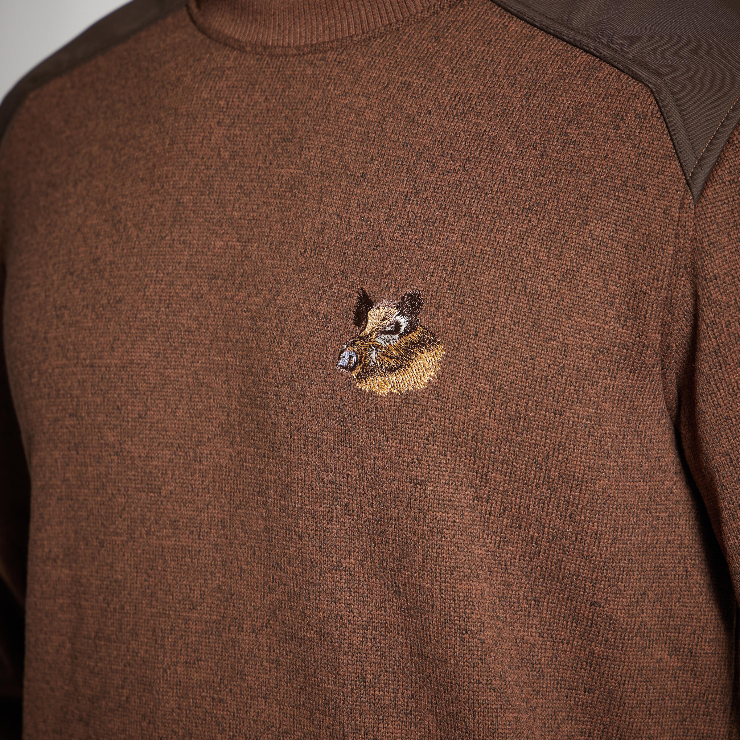 PULL 500 MARRON CHINE BRODE SANGLIER 5/5