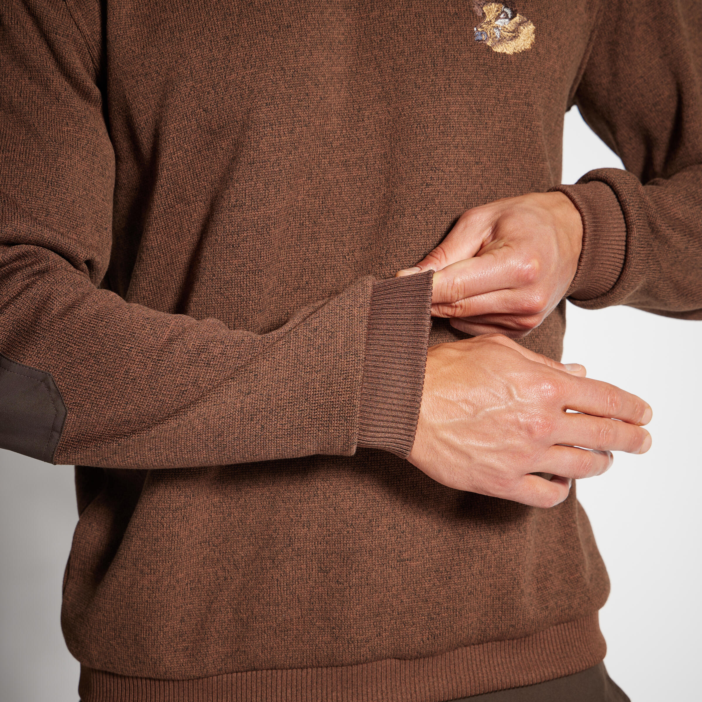PULL 500 MARRON CHINE BRODE SANGLIER 4/5