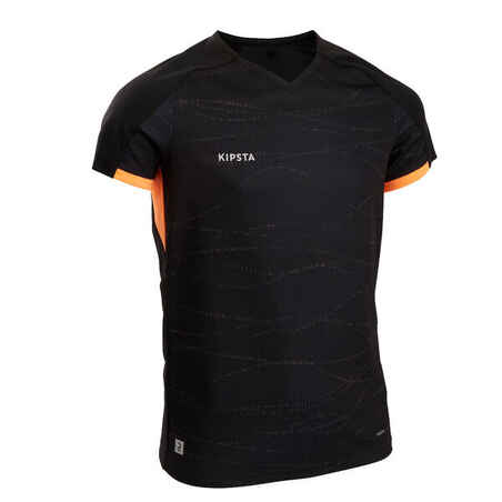 Majica za nogomet VRO+ za djevojčice crno-narančasta