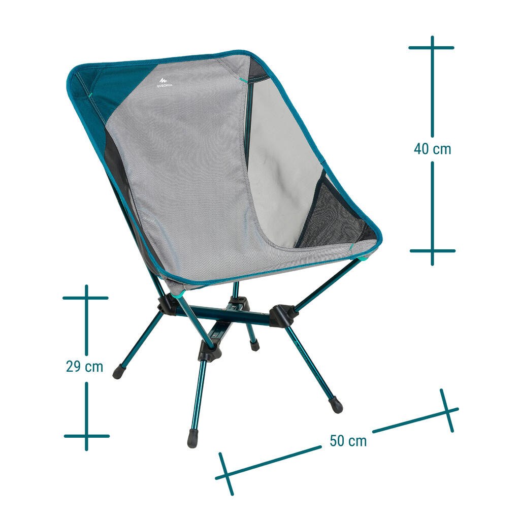 SILLA BAJA PLEGABLE DE CAMPING MH500 GRIS 